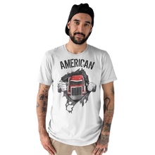 Load image into Gallery viewer, American Trucker Peterbilt Semi Chest Pulled Open T-Shirt