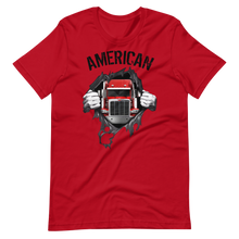 Load image into Gallery viewer, American Trucker Peterbilt Semi Chest Pulled Open T-Shirt