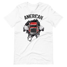 Load image into Gallery viewer, American Trucker Peterbilt Semi Chest Pulled Open T-Shirt