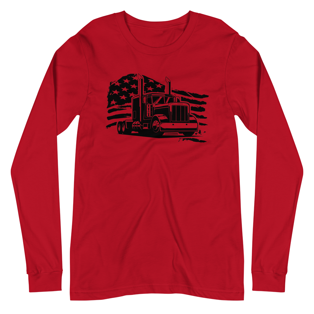 Truck & Flag Long Sleeve T-Shirt