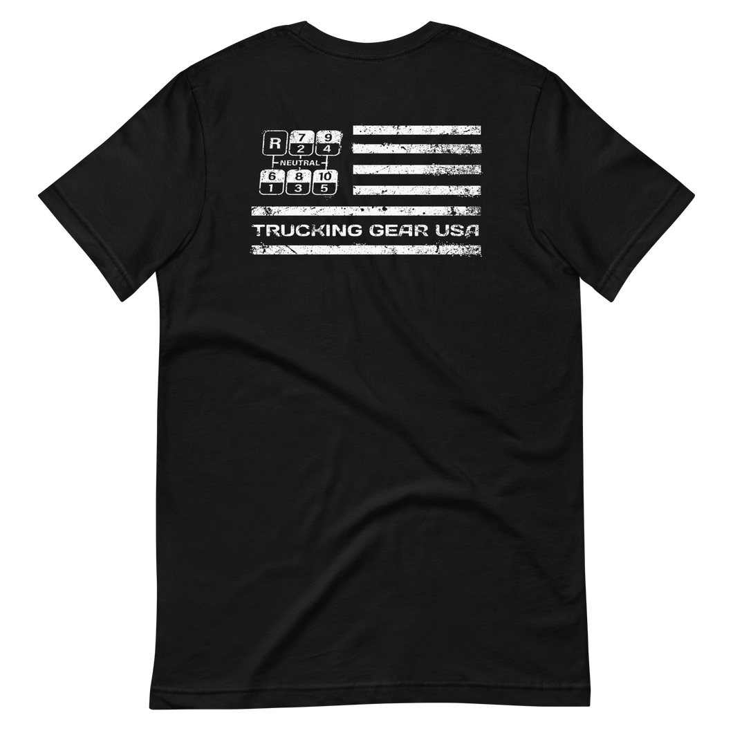 Trucking Gear USA Flag With Gear Diagram T-Shirt